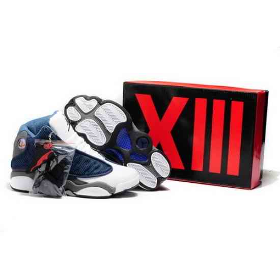 2013 New Air Jordan 13 Shoes DMP Dark Blue White Grey Online